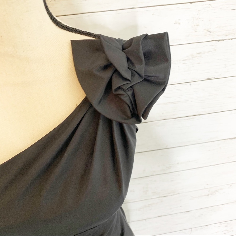 Xscape Black One-Shoulder Mermaid Gown with Bow - Picture 7 of 10